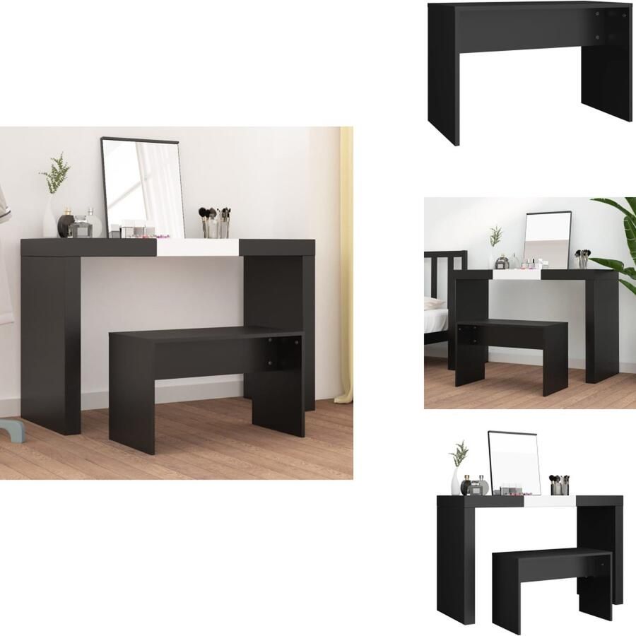 VidaXL Kaptafelkruk Kaptafelkrukken Kaptafel Kruk Kaptafelkrukje Kaptafelkruk 70x35x45 cm bewerkt hout zwart