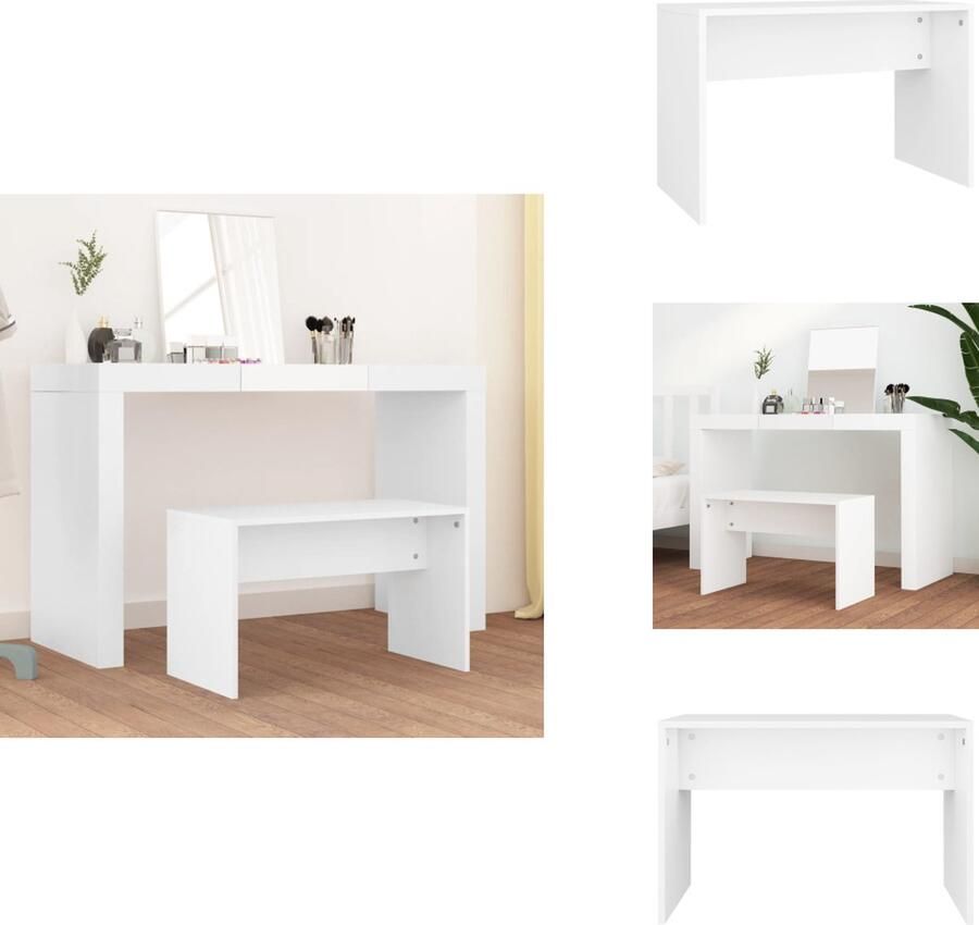 VidaXL Kaptafelkruk Kaptafelkrukken Kaptafel Kruk Kaptafelkrukje Kaptafelkruk 70x35x45 cm bewerkt hout wit