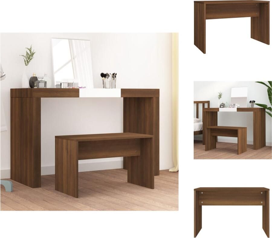 VidaXL Kaptafelkruk Kaptafelkrukken Kaptafel Kruk Kaptafelkrukje Kaptafelkruk 70x35x45 cm bewerkt hout bruineikenkleurig