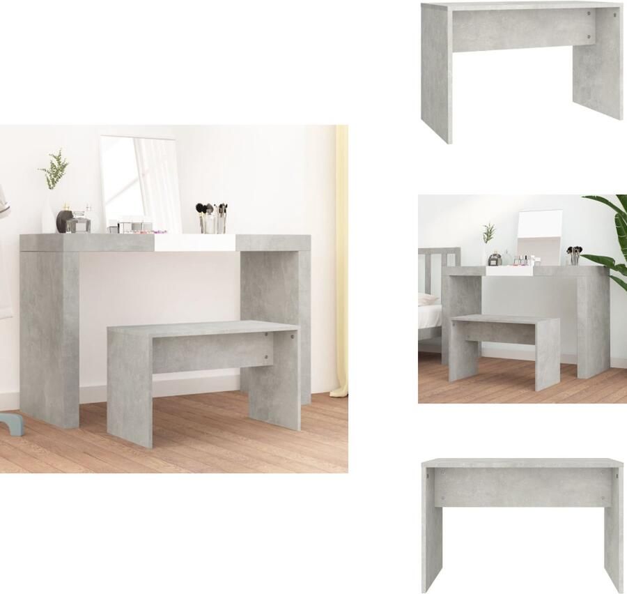 VidaXL Kaptafelkruk Kaptafelkrukken Kaptafel Kruk Kaptafelkrukje Kaptafelkruk 70x35x45 cm bewerkt hout betongrijs