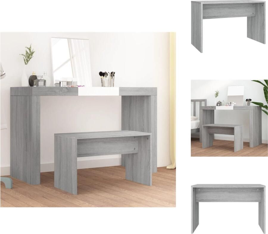 VidaXL Kaptafelkruk Kaptafelkrukken Kaptafel Kruk Kaptafelkrukje Kaptafelkruk 70x35x45 cm bewerkt hout grijs sonoma eikenkleurig