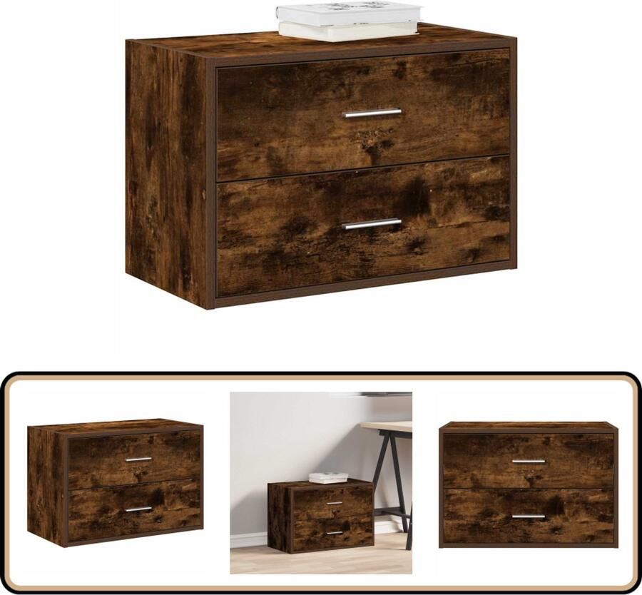 VidaXL Kast 2 lades 60x31x40 cm Gerookt eiken Kasten Opbergkast Houten Kast Met Lades Badkamerkast