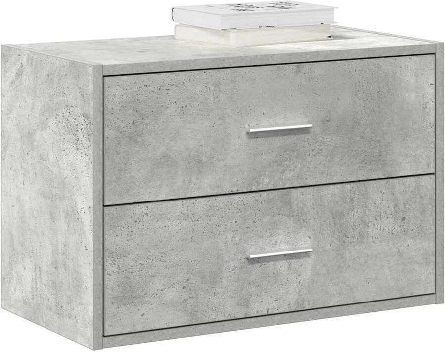 VidaXL Kast 2 lades Bewerkt hout Betongrijs Kast Kasten -opbergkast Vitrinekast