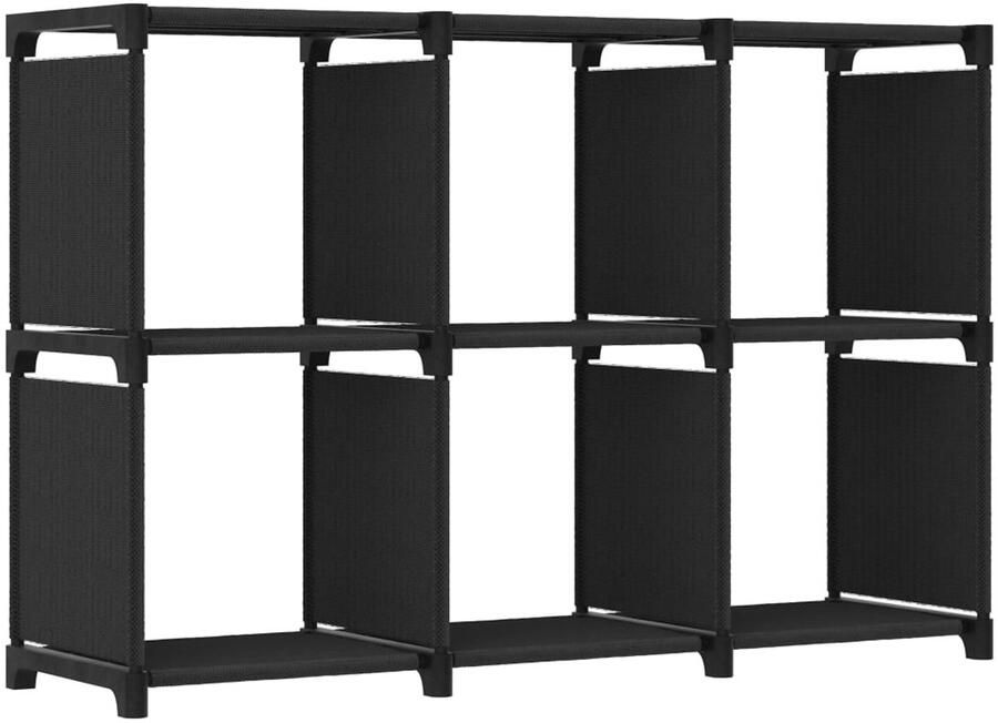 VidaXL Kast 6 Vakken Stof Zwart 103x30x72 5 cm Vakkenkast Opbergkast Stoffen Kast Zwarte Kast Industriële Kast - Foto 2