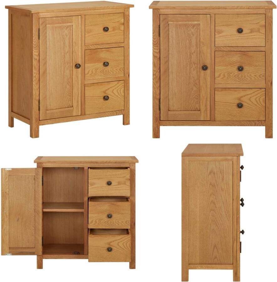 VidaXL Kast 70x35x75 cm massief eikenhout Kast Kasten Wandkast Wandkasten