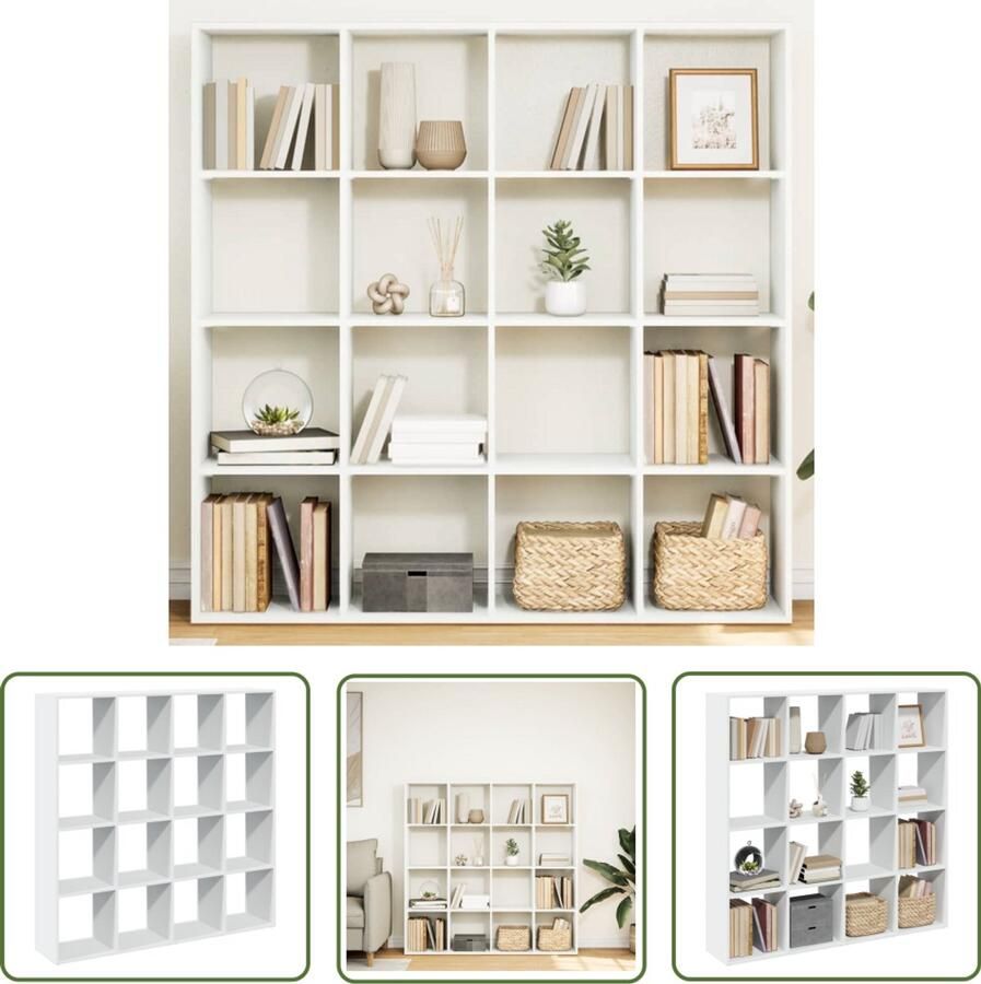 VidaXL Boekenkast 137 5x29x137 5 cm bewerkt hout wit Boekenkast Kast Houten Boekenkast Witte Boekenkast Opslagoplossing