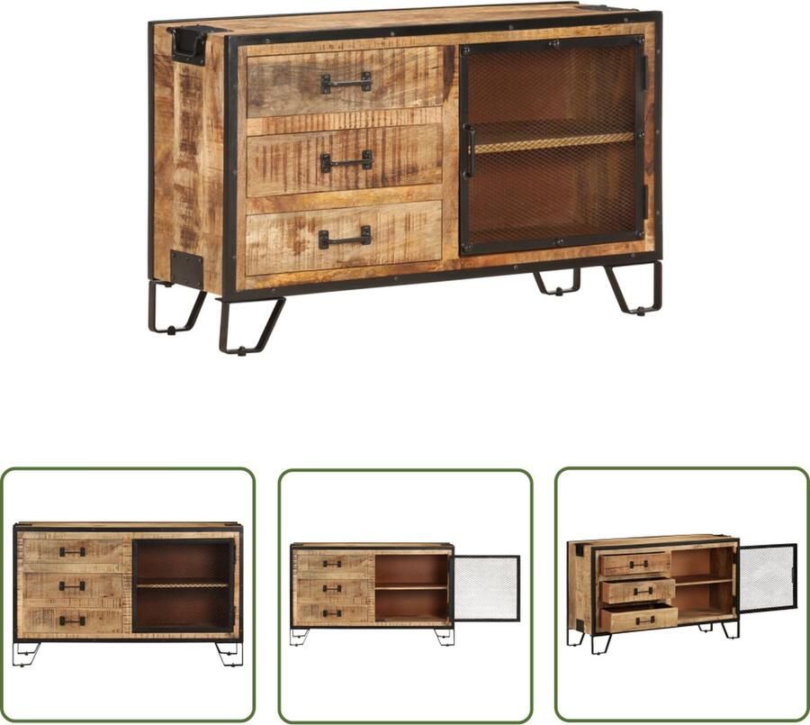 The Living Store Dressoir 100x31x60 cm massief ruw mangohout Dressoir Kast Mangohout Industrieel Design Vintage