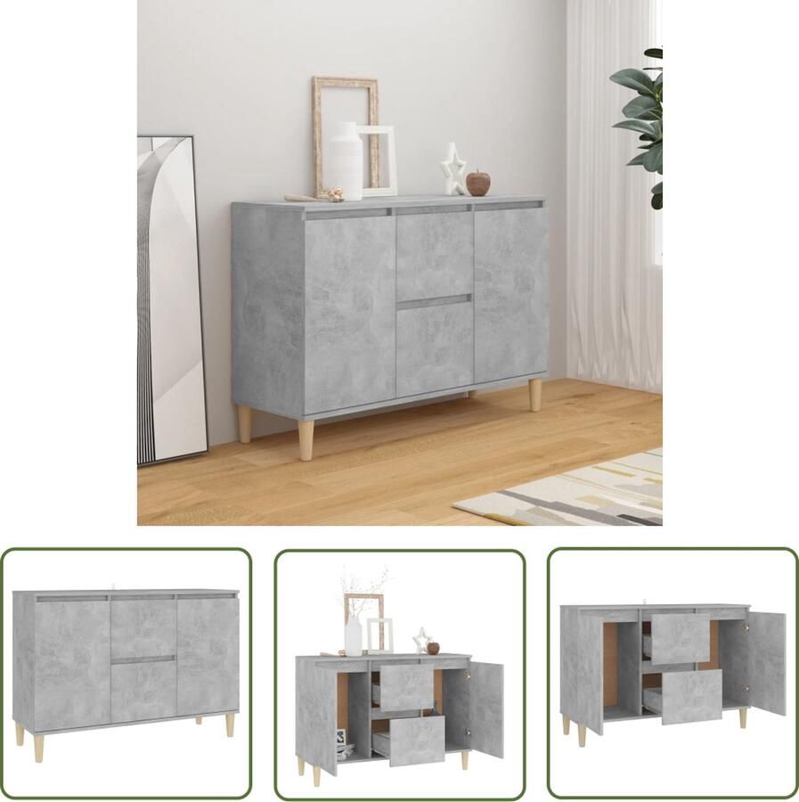VidaXL Dressoir 101x35x70 cm bewerkt hout betongrijs Dressoir Kast Houten Dressoir Beton Grijs Livingroom Furniture