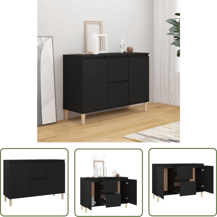 VidaXL Dressoir 101x35x70 cm bewerkt hout zwart Dressoir Kast Opbergmeubel Houten Dressoir Zwart Dressoir