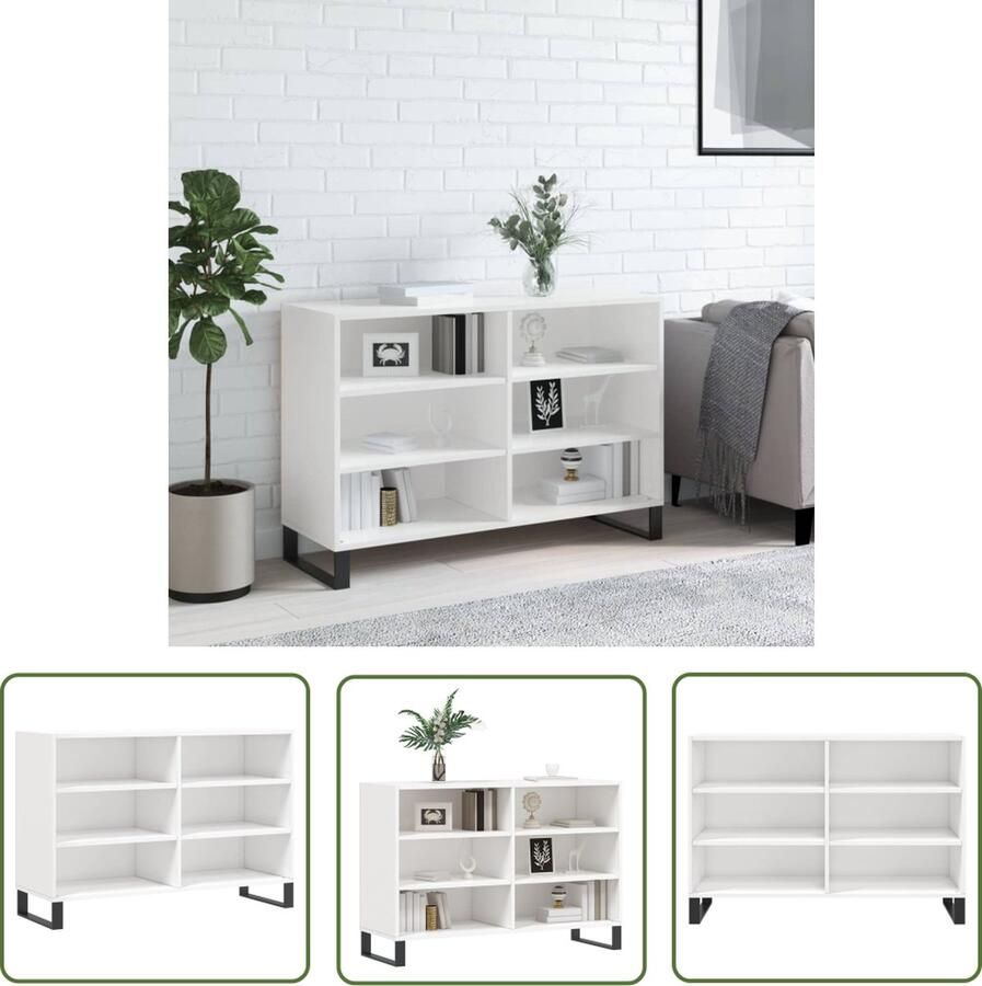 VidaXL Dressoir 103 5x35x70 cm bewerkt hout hoogglans wit Dressoir Kast Houten Dressoir Witte Dressoir Modern Dressoir