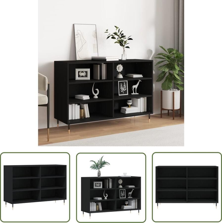 VidaXL Dressoir 103 5x35x70 cm bewerkt hout zwart Dressoir Kast Houten Dressoir Black Dresser Opbergkast