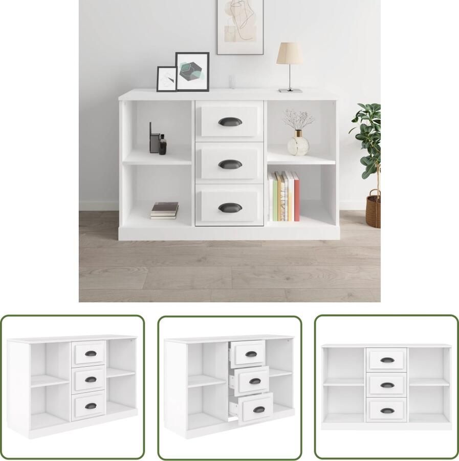 The Living Store Dressoir 104 5x35 5x67 5 cm bewerkt hout hoogglans wit Dressoir Vintage Kast Vintage Witte Dressoirs Houten Dressoir Salontafel