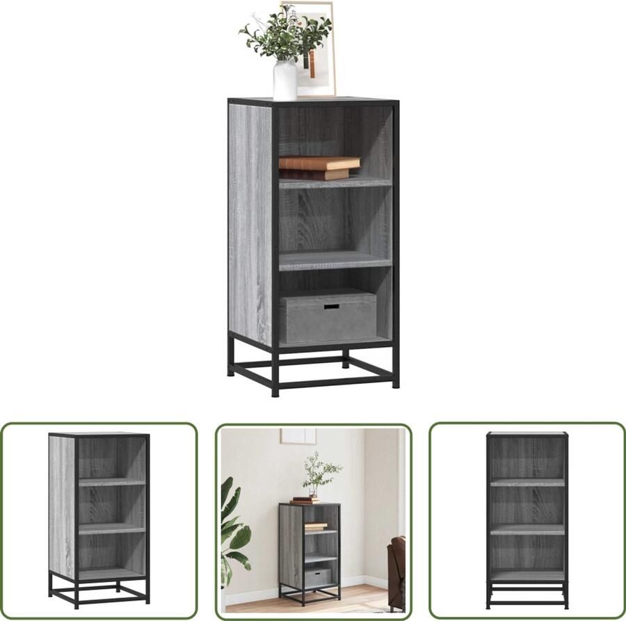 VidaXL Dressoir 35 5x35x76 cm bewerkt hout en metaal grijs sonoma Dressoir Kast Opbergruimte Grijze Kleur Houten Dressoir