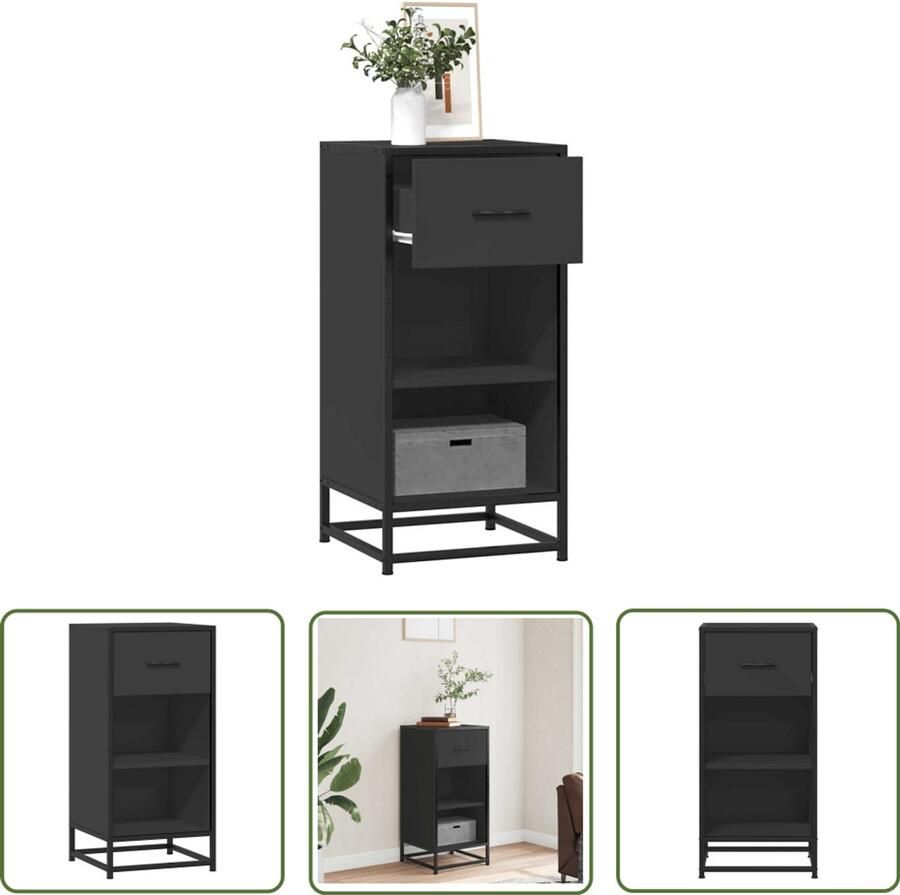 VidaXL Dressoir 35 5x35x76 cm bewerkt hout en metaal zwart Dressoir Kast Opbergkast Houten Dressoir Metalen Dressoir