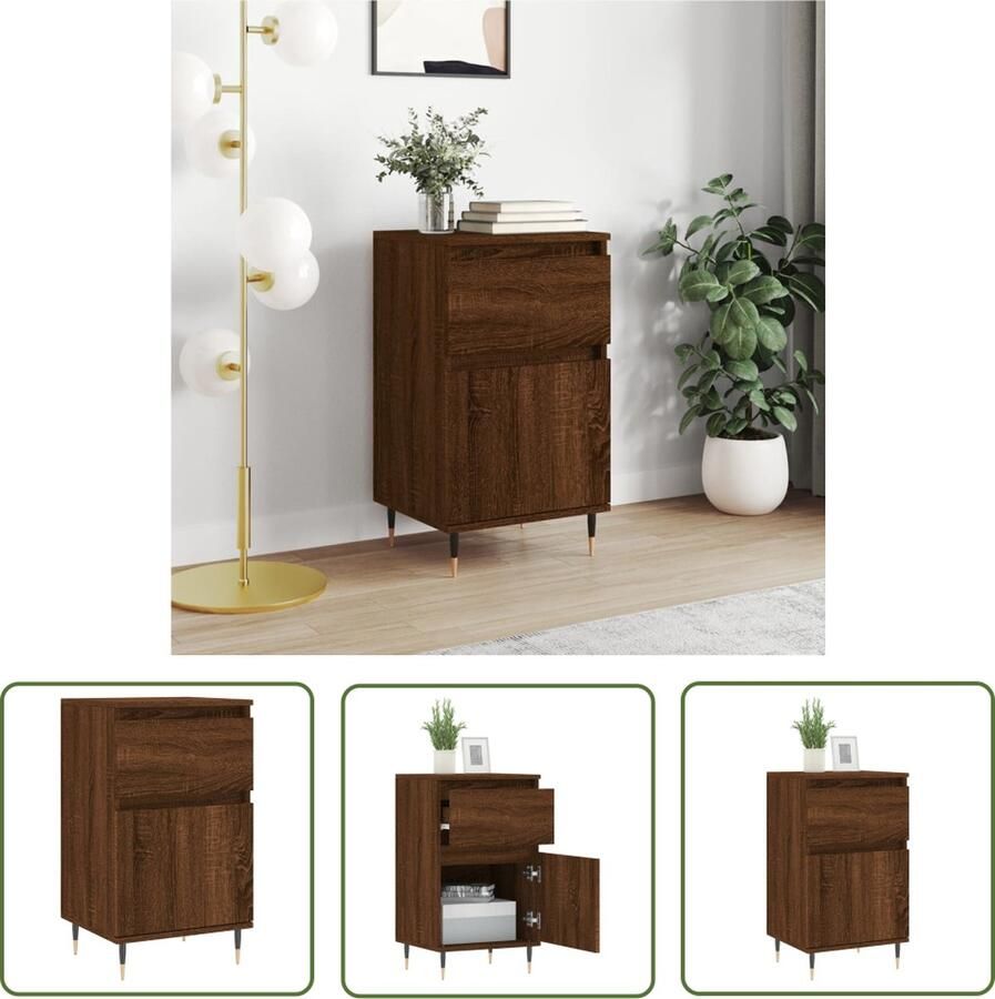 The Living Store Dressoir 40x35x70 cm bewerkt hout bruin eikenkleur Dressoir Buffetkast Opbergkast Houten Kast Vintage Stijl