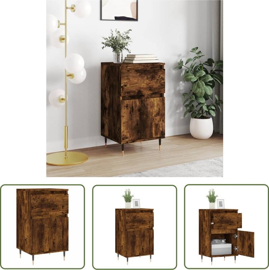 The Living Store Dressoir 40x35x70 cm bewerkt hout gerookt eikenkleurig Dressoir Buffetkast Houten Kast Vintage Kast Landelijke Kast - Foto 2