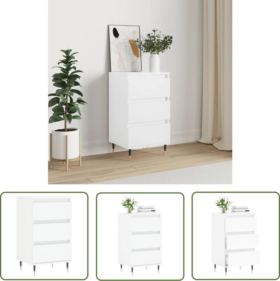 VidaXL The Living Store Dressoir 40x35x70 cm bewerkt hout wit Dressoir Kast Buffetkast Houten Dressoir Wit Dressoir