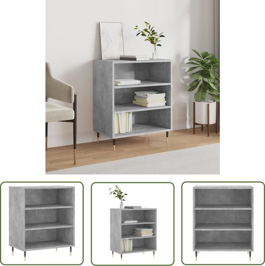 The Living Store Dressoir 57x35x70 cm bewerkt hout betongrijs Dressoir Kast Opbergkast Houten Dressoir Grijze Dressoir