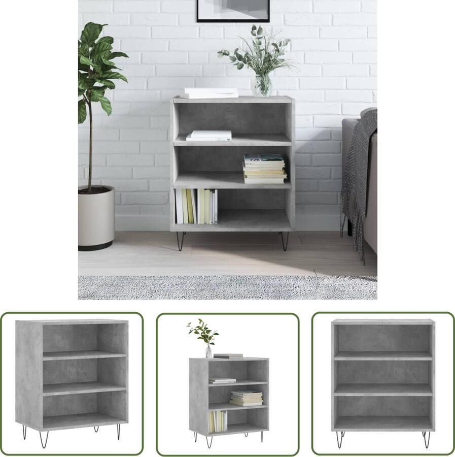 VidaXL Dressoir 57x35x70 cm bewerkt hout betongrijs Dressoir Kast Houten Dressoir Grijze Dressoir Vintage Dressoir