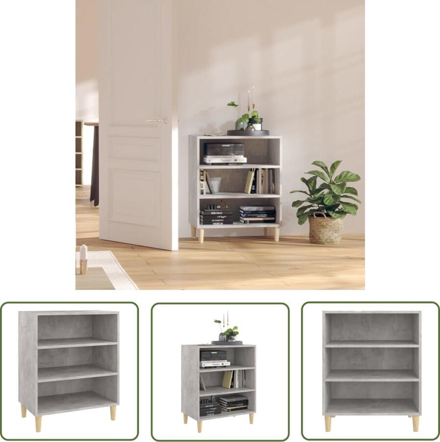 The Living Store Dressoir 57x35x70 cm bewerkt hout betongrijs Dressoir Bijzettafel Boekenkast Opbergkast Meubilair
