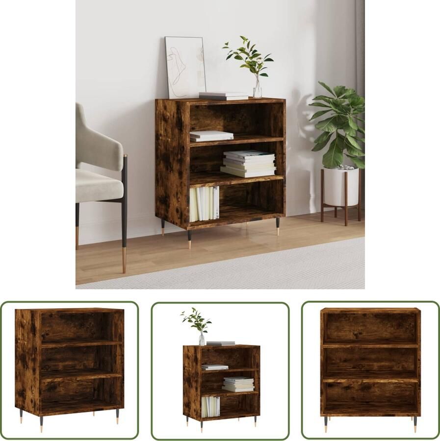 The Living Store Dressoir 57x35x70 cm bewerkt hout gerookt eikenkleurig Dressoir Opbergkast Kast Houten Dressoir Vintage Dressoir