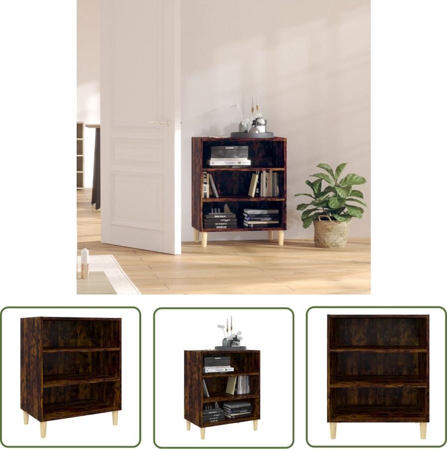 The Living Store Dressoir 57x35x70 cm bewerkt hout gerookt eikenkleurig Boekenkast Dressoir Opbergkast Buffetkast Salontafel