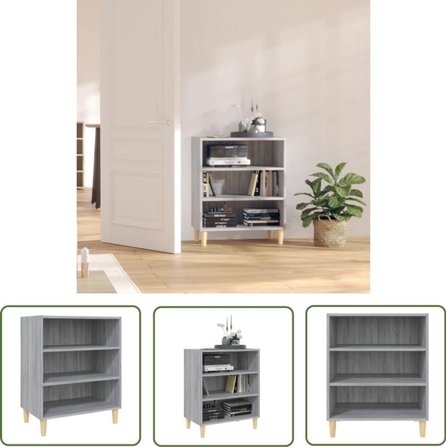 VidaXL Dressoir 57x35x70 cm bewerkt hout grijs sonoma eikenkleurig Dressoir Kast Opbergruimte Scandinavisch Design Grijze Kleurstelling