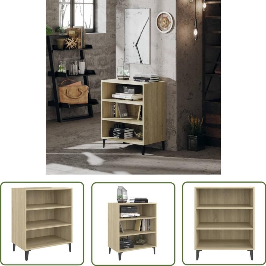 The Living Store Dressoir 57x35x70 cm bewerkt hout sonoma eikenkleurig Boekenkast Dressoir Salontafel Houten Meubels Sonoma Eiken