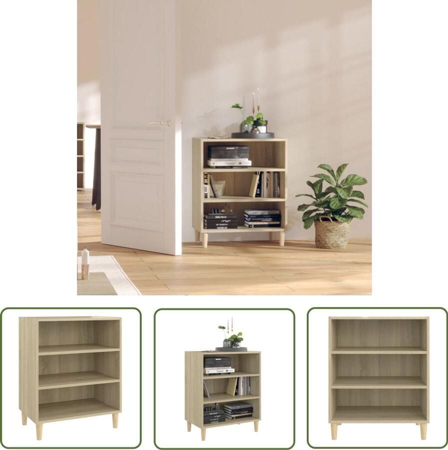 The Living Store Dressoir 57x35x70 cm bewerkt hout sonoma eikenkleurig Boekenkast Dressoir Salontafel Eiken Meubilair Sonoma Eiken