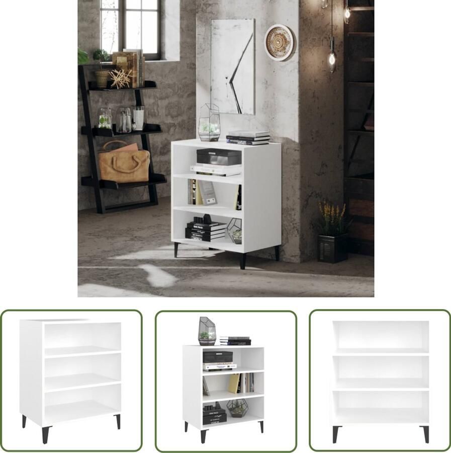 The Living Store Dressoir 57x35x70 cm bewerkt hout wit Bijzettafel Salontafel Tv-meubel Opbergkast Witte Meubels