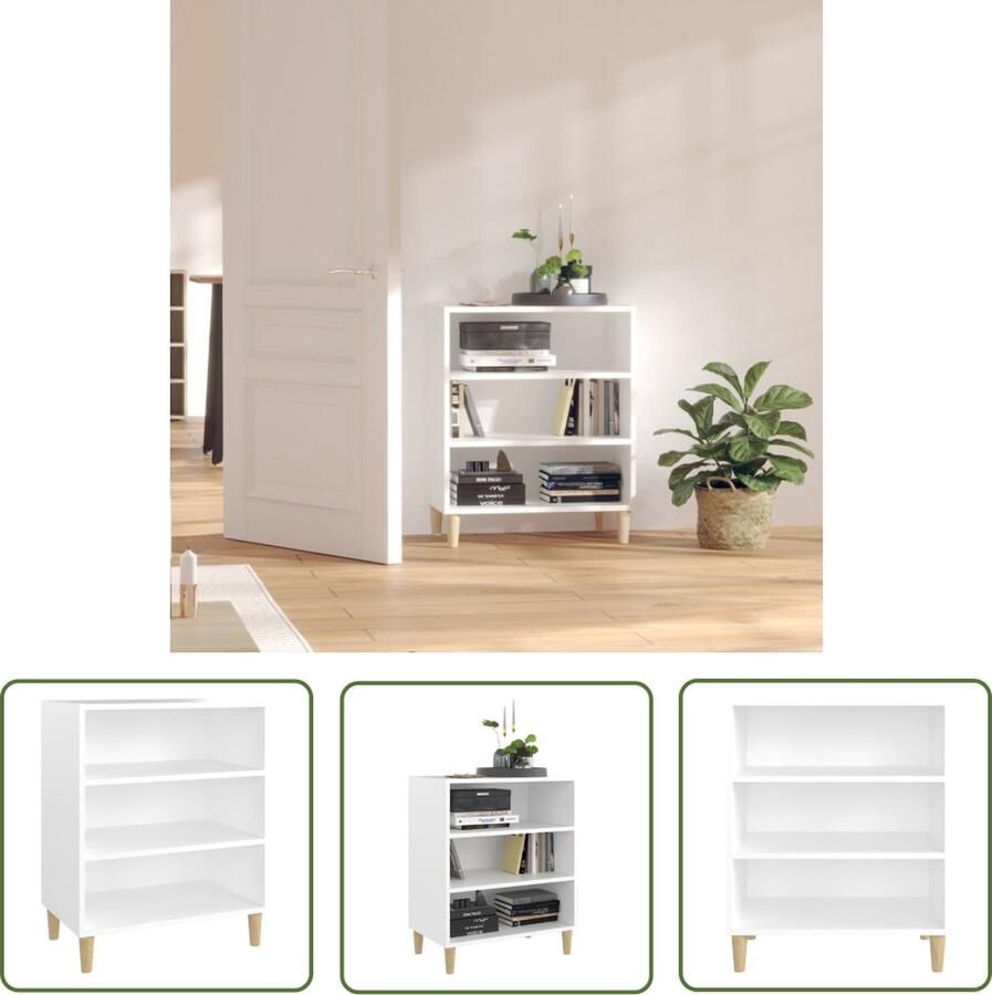 The Living Store Dressoir 57x35x70 cm bewerkt hout wit Boekenschrank Dressoir Meubilair Woonkamerinrichting Wit Meubel