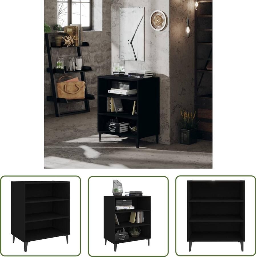 The Living Store Dressoir 57x35x70 cm bewerkt hout zwart Boekenkast Dressoir Tv-meubel Salontafel Opbergkast