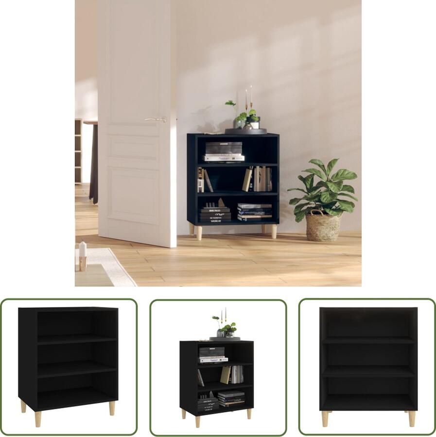 The Living Store Dressoir 57x35x70 cm bewerkt hout zwart Dressoir Zwarte Dressoirs Salontafel Tv Stand Opbergkast