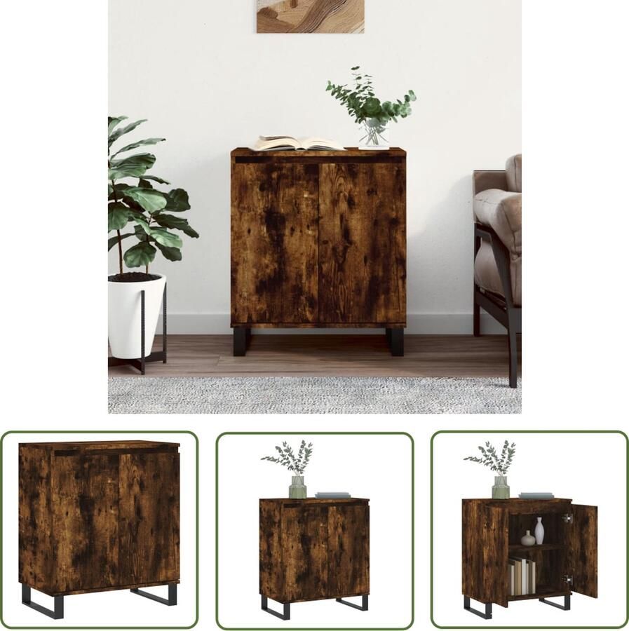 The Living Store Dressoir 60x35x70 cm bewerkt hout gerookt eikenkleurig Dressoir Buffetkast Opbergkast Houten Kast Landelijk Design