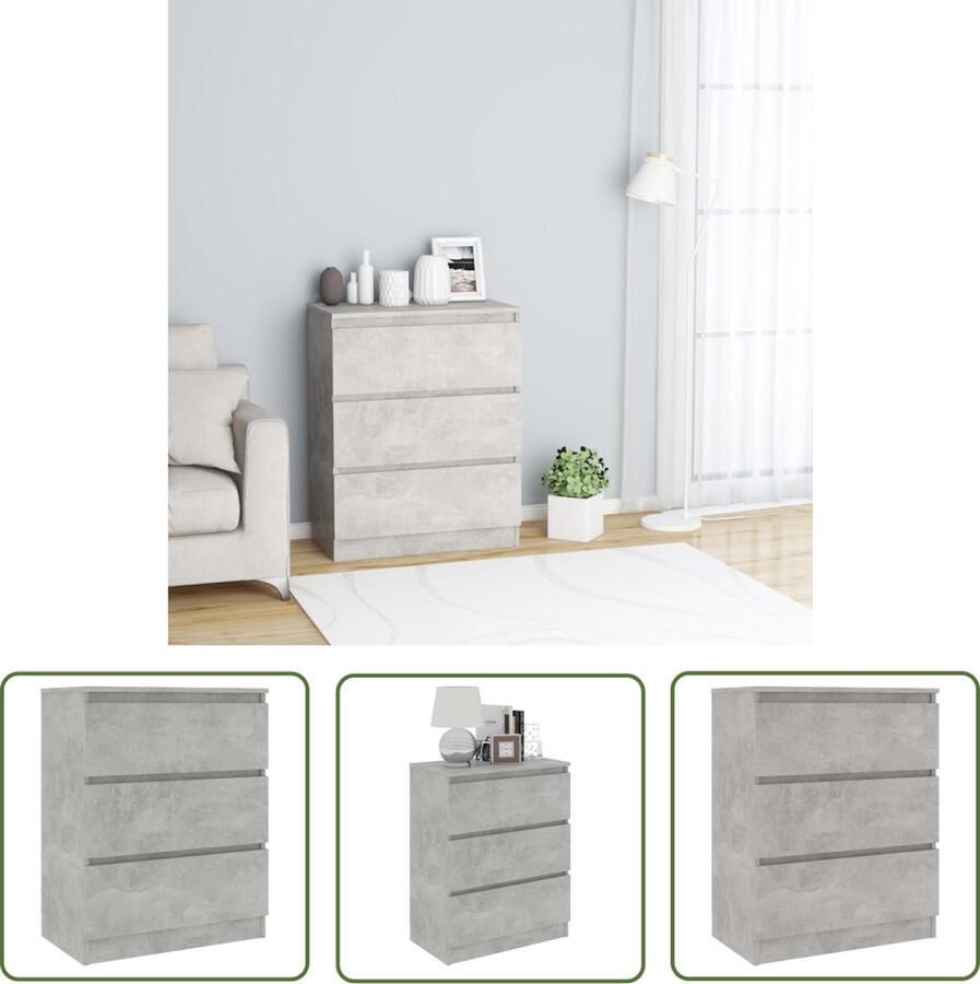 The Living Store Dressoir 60x35x76 cm bewerkt hout betongrijs Dressoir Kast Meubilair Woonkamer Slaapkamer