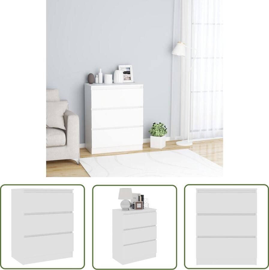 VidaXL Dressoir 60x35x76 cm bewerkt hout wit Dressoir Kast Opbergruimte Houten Dressoir Wit Dressoir