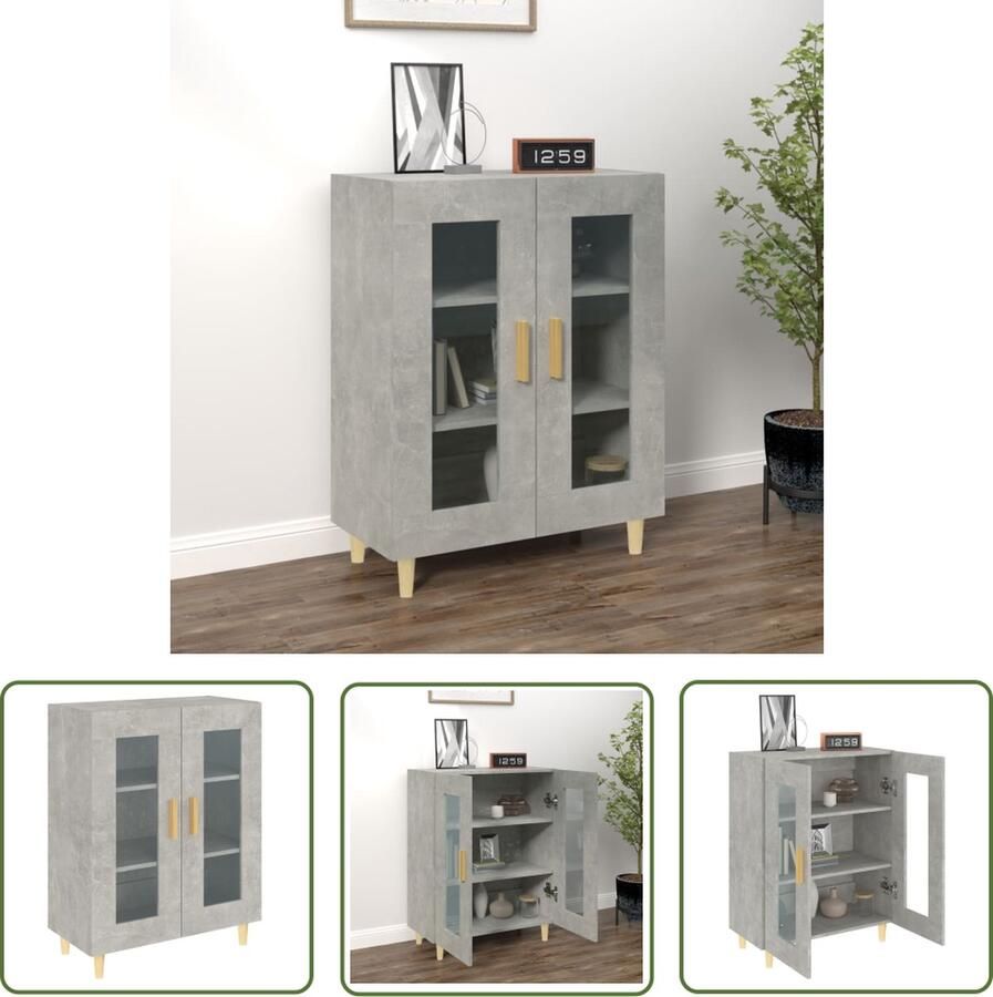 The Living Store Dressoir 69 5x34x90 cm bewerkt hout betongrijs Dressoir Kast Houten Dressoir Betonnen Dressoir Grijze Dressoir - Foto 3