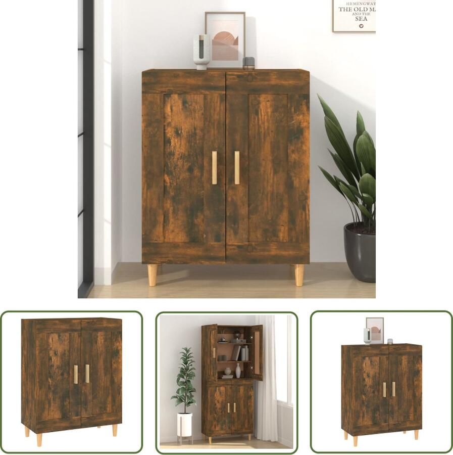 The Living Store Dressoir 69 5x34x90 cm bewerkt hout gerookt eikenkleurig Dressoir Kast Bijzettafel Houten Dressoir Bruine Dressoir