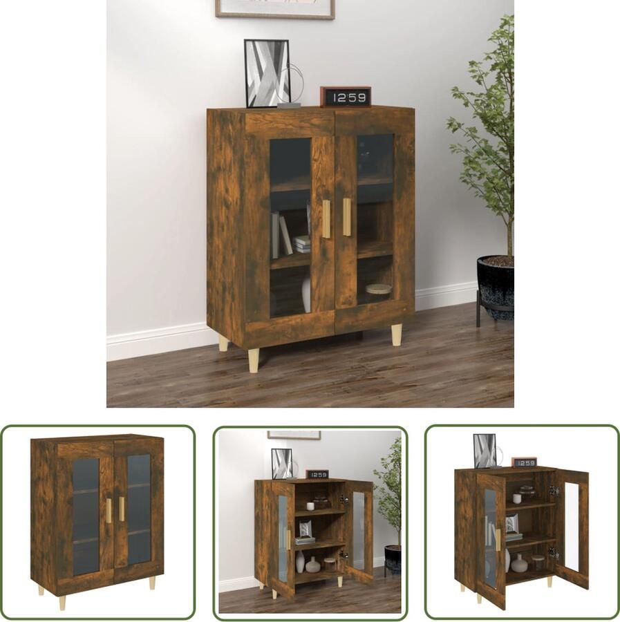 The Living Store Dressoir 69 5x34x90 cm bewerkt hout gerookt eikenkleurig Dressoir Kast Houten Dressoir Vintage Dressoir Landelijk Dressoir - Foto 3