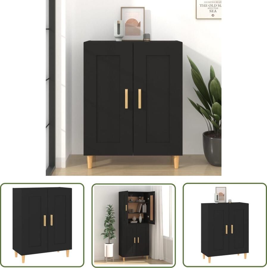 VidaXL Dressoir 69 5x34x90 cm bewerkt hout zwart Dressoir Kast Houten Dressoir Black Furniture Living Room Furniture