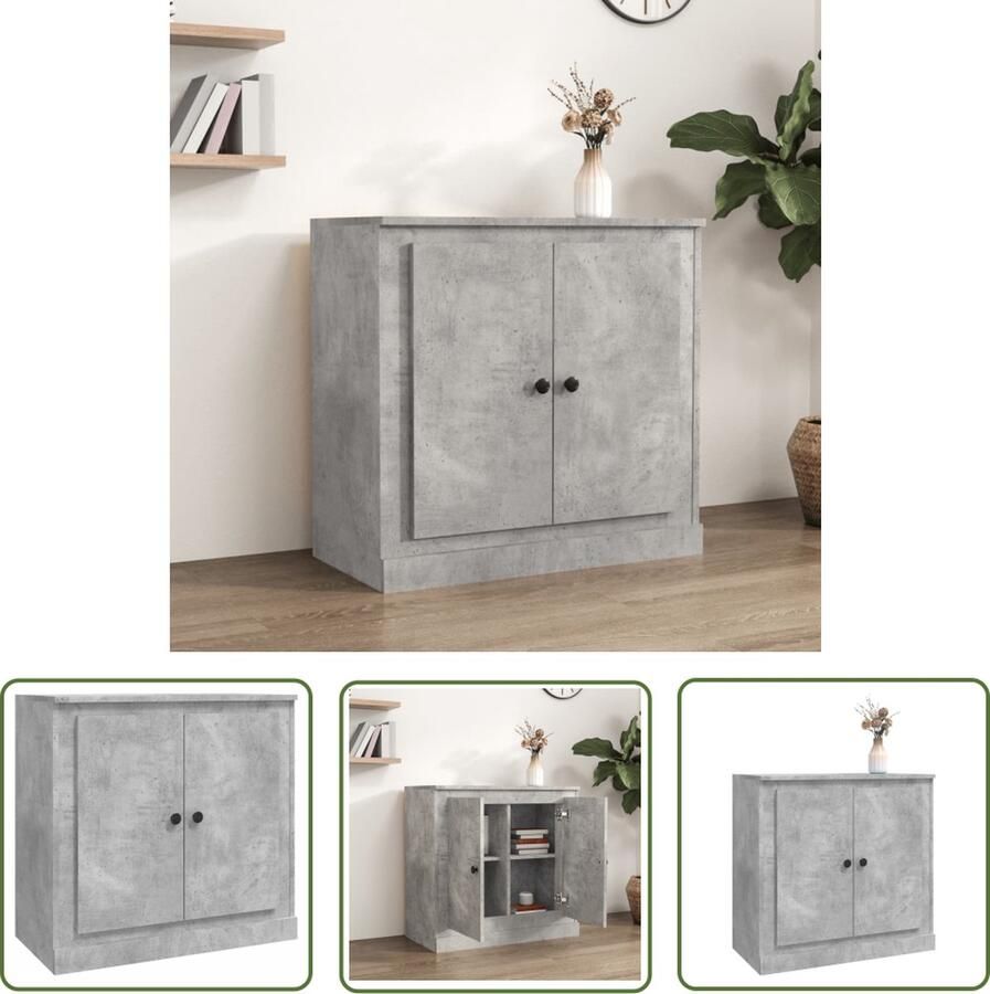 VidaXL Kast Dressoir 70x35 5x67 5 cm bewerkt hout betongrijs Houten Dressoir Grijze Dressoir Modern Dressoir