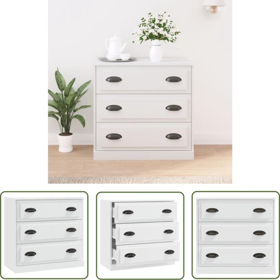 The Living Store Dressoir 70x35 5x67 5 cm bewerkt hout wit Dressoir Kast Bijzetkast Houten Dressoir Wit Dressoir