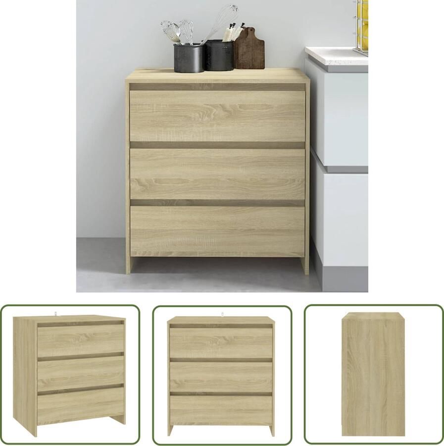 The Living Store Dressoir 70x41x75 cm bewerkt hout sonoma eikenkleurig Dressoir Bijzettafel Salontafel Opbergkast Kastje