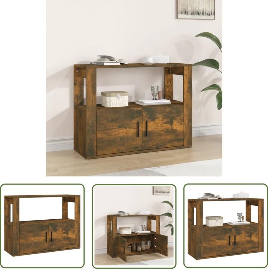 VidaXL Dressoir 80x30x60 cm bewerkt hout gerookt eikenkleurig Dressoir Kast Houten Dressoir Bruine Dressoir Vintage Dressoir