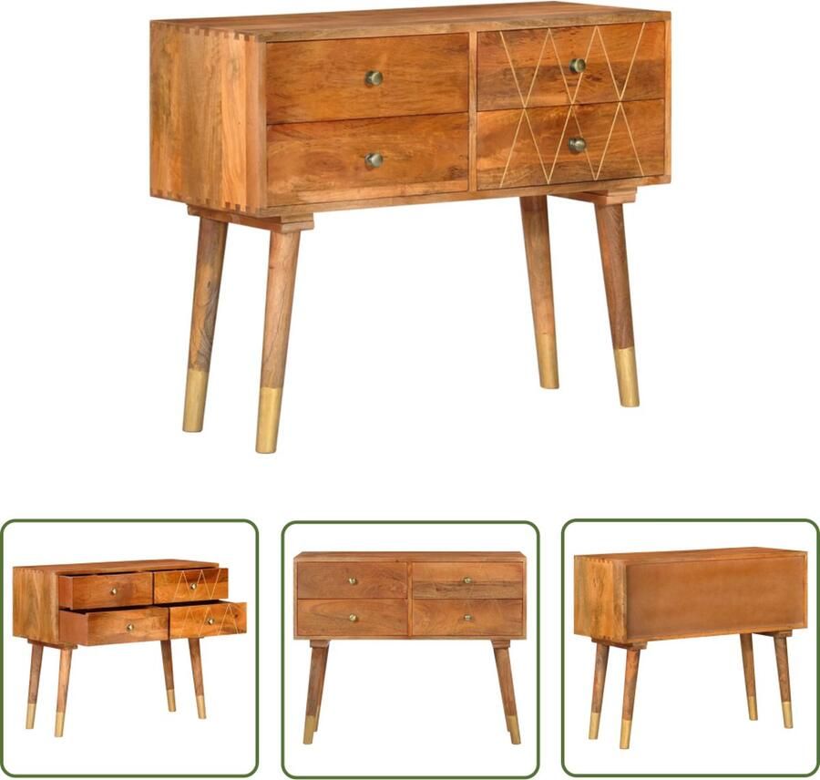The Living Store Dressoir 85x40x70 cm massief mangohout Dressoir Vintage Dressoir Mangohouten Dressoir Kast Opbergmeubels