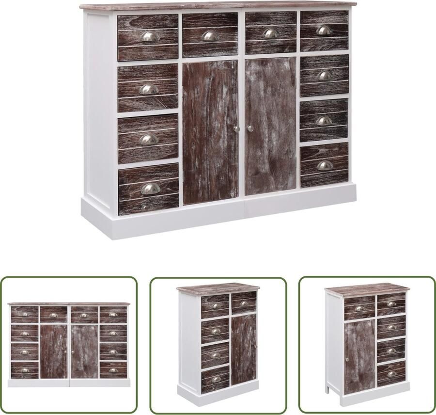 The Living Store Dressoir met 10 lades 113x30x79 cm hout bruin Dressoir Kast Meubels Opbergruimte Salontafel