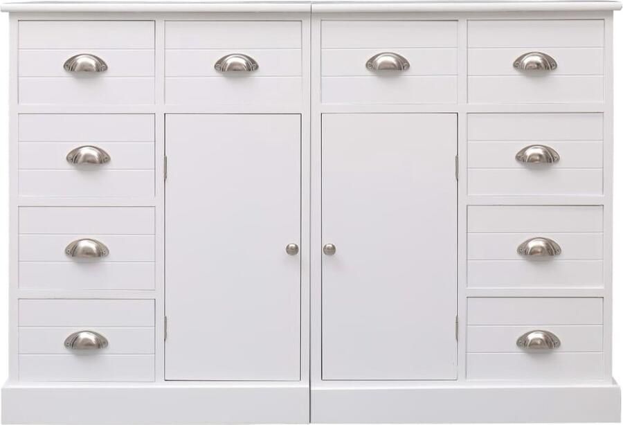 The Living Store Dressoir met 10 lades 113x30x79 cm hout wit Dressoir Commode Kast Meubilair Slaapkamermeubels - Foto 2