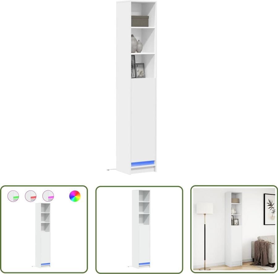 VidaXL Dressoir met LED 36x32 5x200 cm bewerkt hout wit Dressoir Kast Led Verlichting Houten Dressoir Modern Dressoir