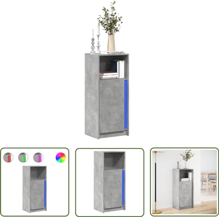 VidaXL Dressoir met LED 42 5x34x100 cm bewerkt hout betongrijs Dressoir Kast Led Verlichting Beton Grijs Modern
