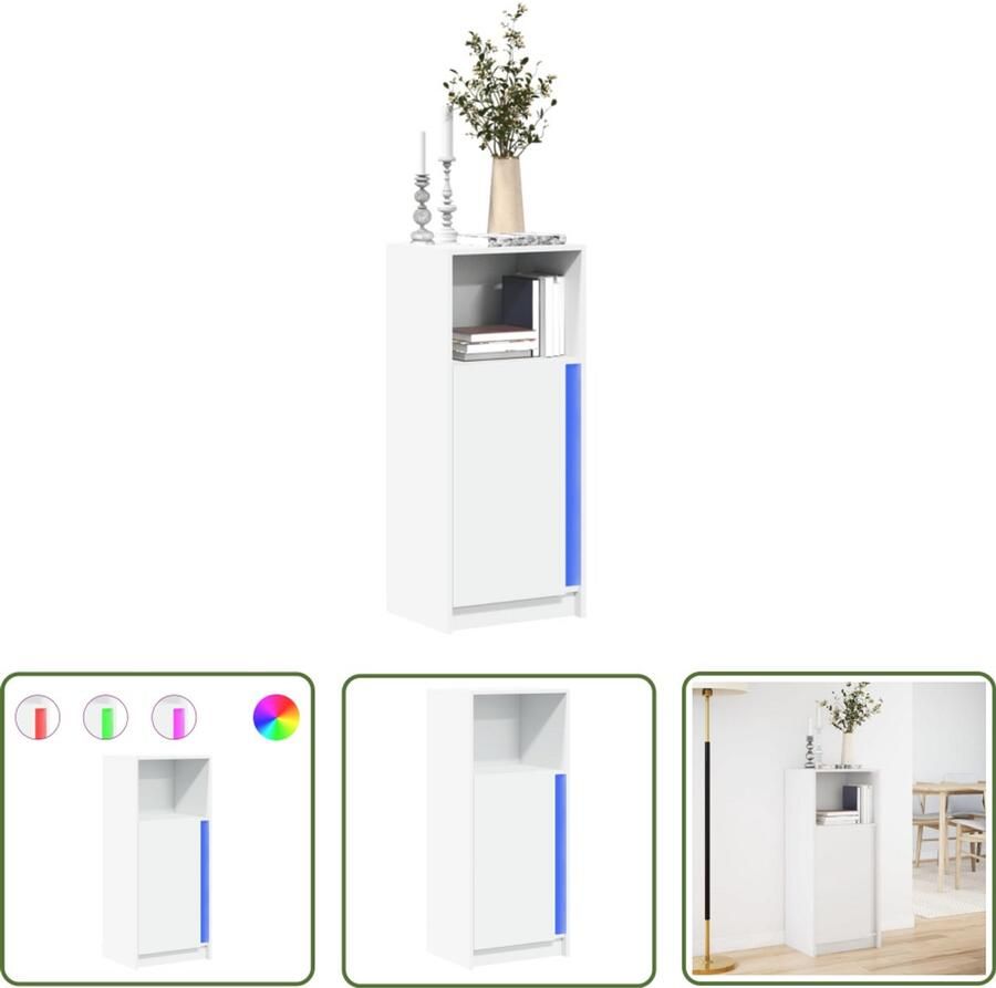 VidaXL Kast Dressoir met LED 42 5x34x100 cm bewerkt hout wit Led Verlichting Houten Dressoir Wit Dressoir